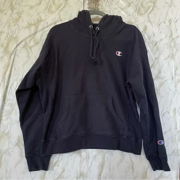 Champion large Reverse Weave blue hoodie pullover pocket long sleeve sweater - Picture 2 of 8